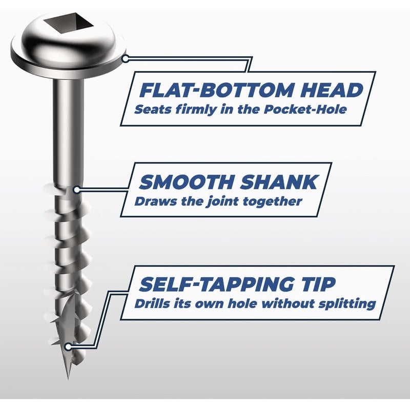 Kreg SML-C150-500 Zinc Pocket-Hole Screws 1 1/2-Inch, #8 Coarse Thread, Maxi-Loc Head (500 Count) - Image 3